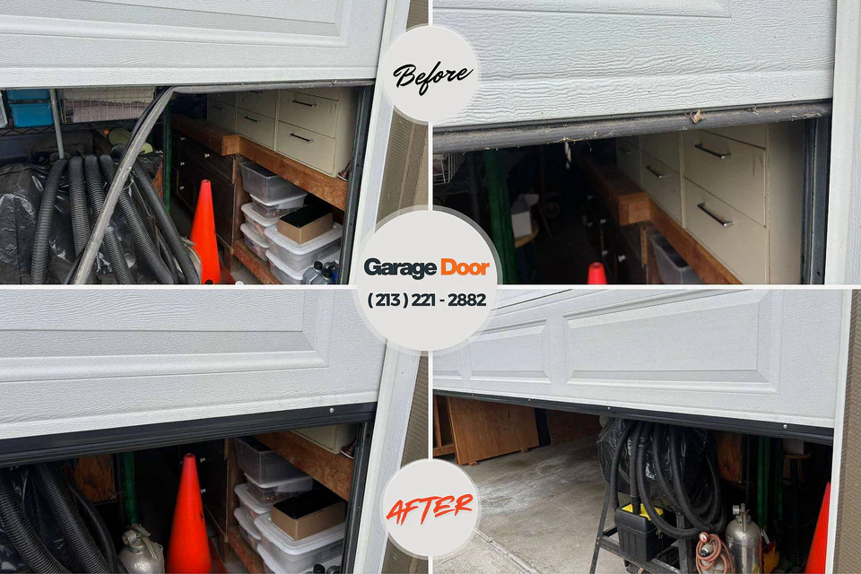 Before and after: garage door repair Johnson City, NY